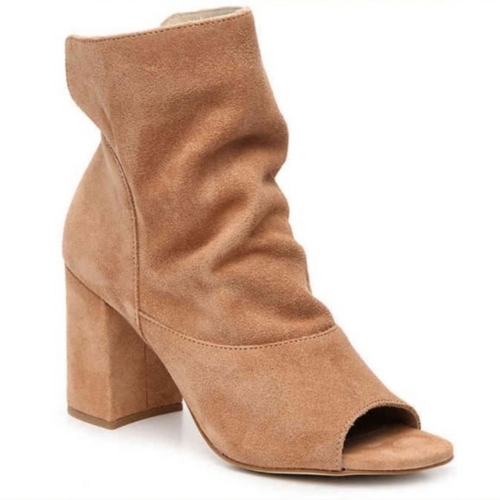 Matisse Tan Suede Peep-Toe Ankle Booties